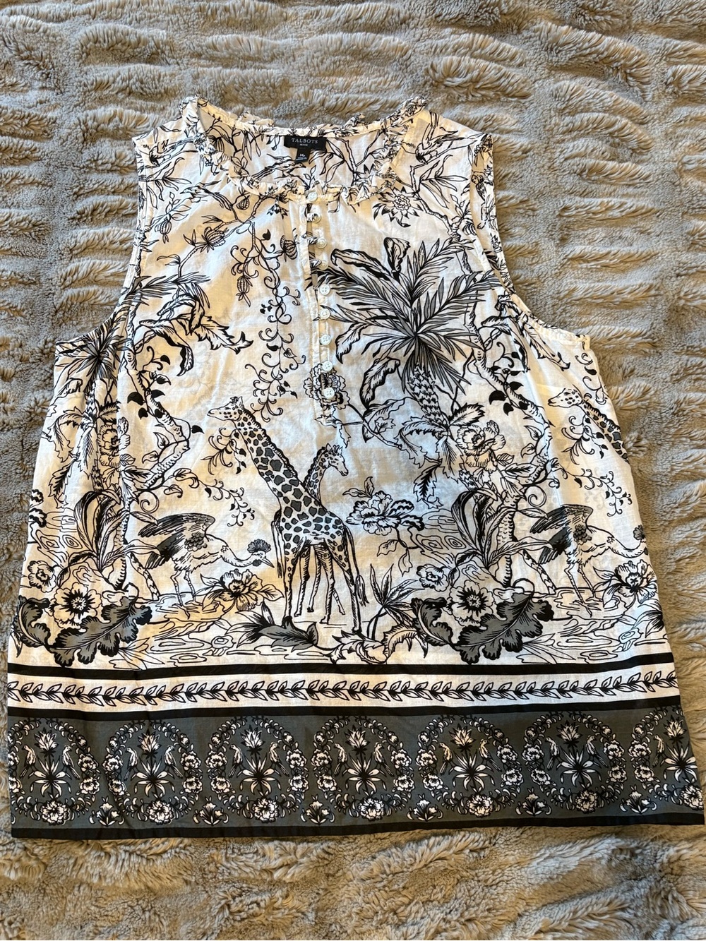 Talbots Black and White Printed Sleeveless Top